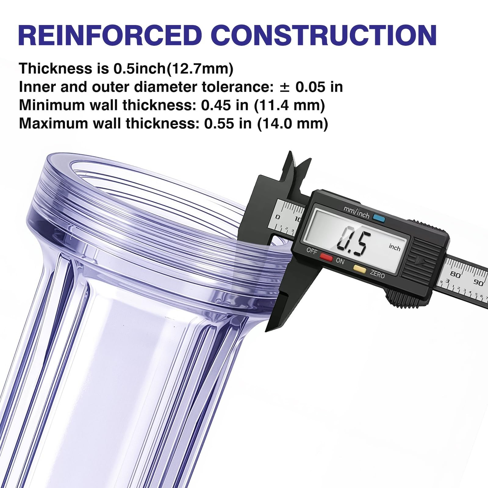 Geekpure 10-Inch Whole House Slim Water Filter Housing with Pressure Relief V…