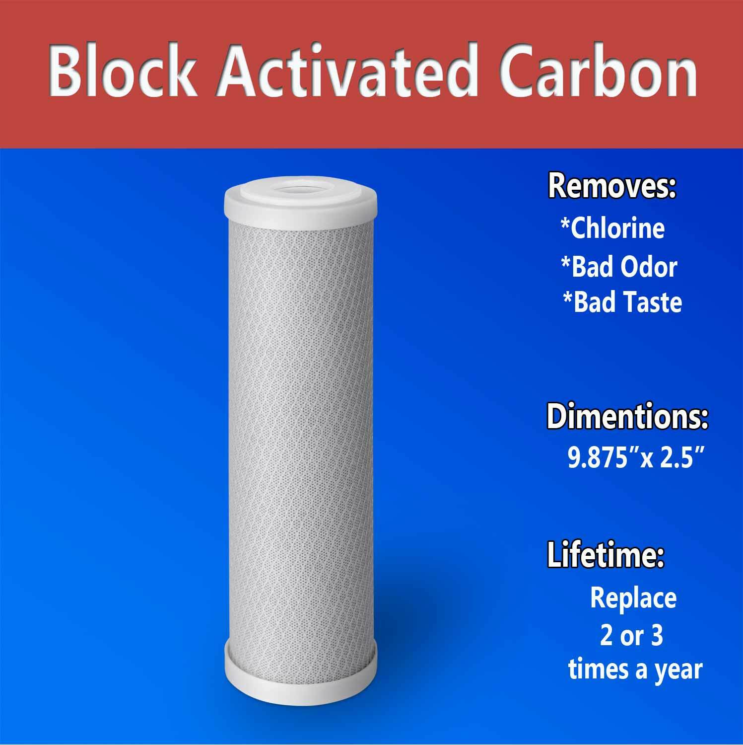 10 Coconut Shell Block Carbon & 10 Polypropylene Sediment 5 Mic 2.5″x 10″