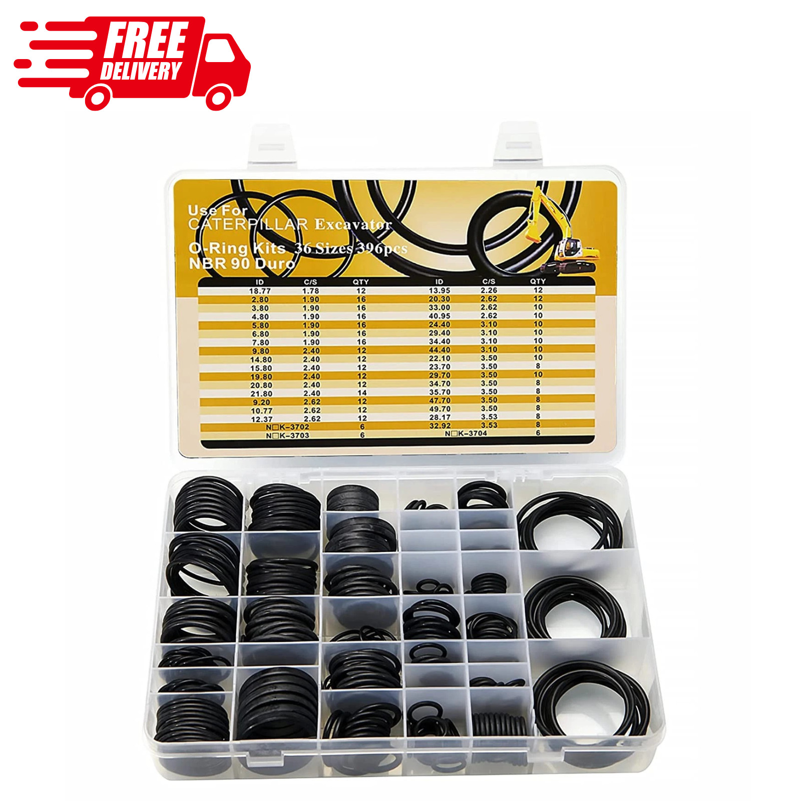 396 Pieces O-Ring Kit Nitrile 90 Duro for Hydraulic Pipe Pump Hydraulic Fittings