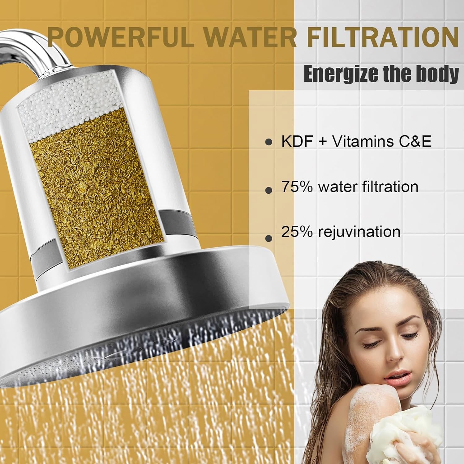 Replacement Cartridge Shower Filter for 3.46 x 2.52 x 2.28 inches, 1 pcs