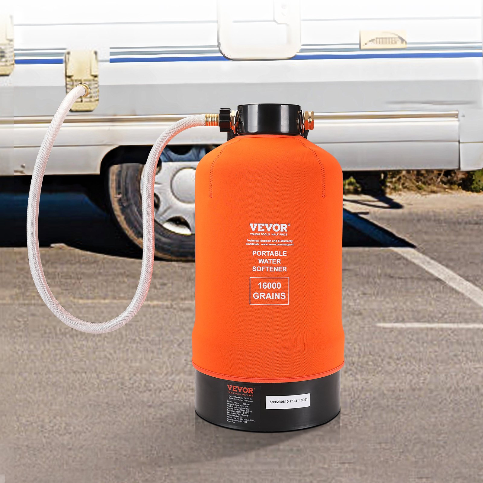 16000 Grain RV Water Softener with 3/4″ Brass Fittings & Hose
