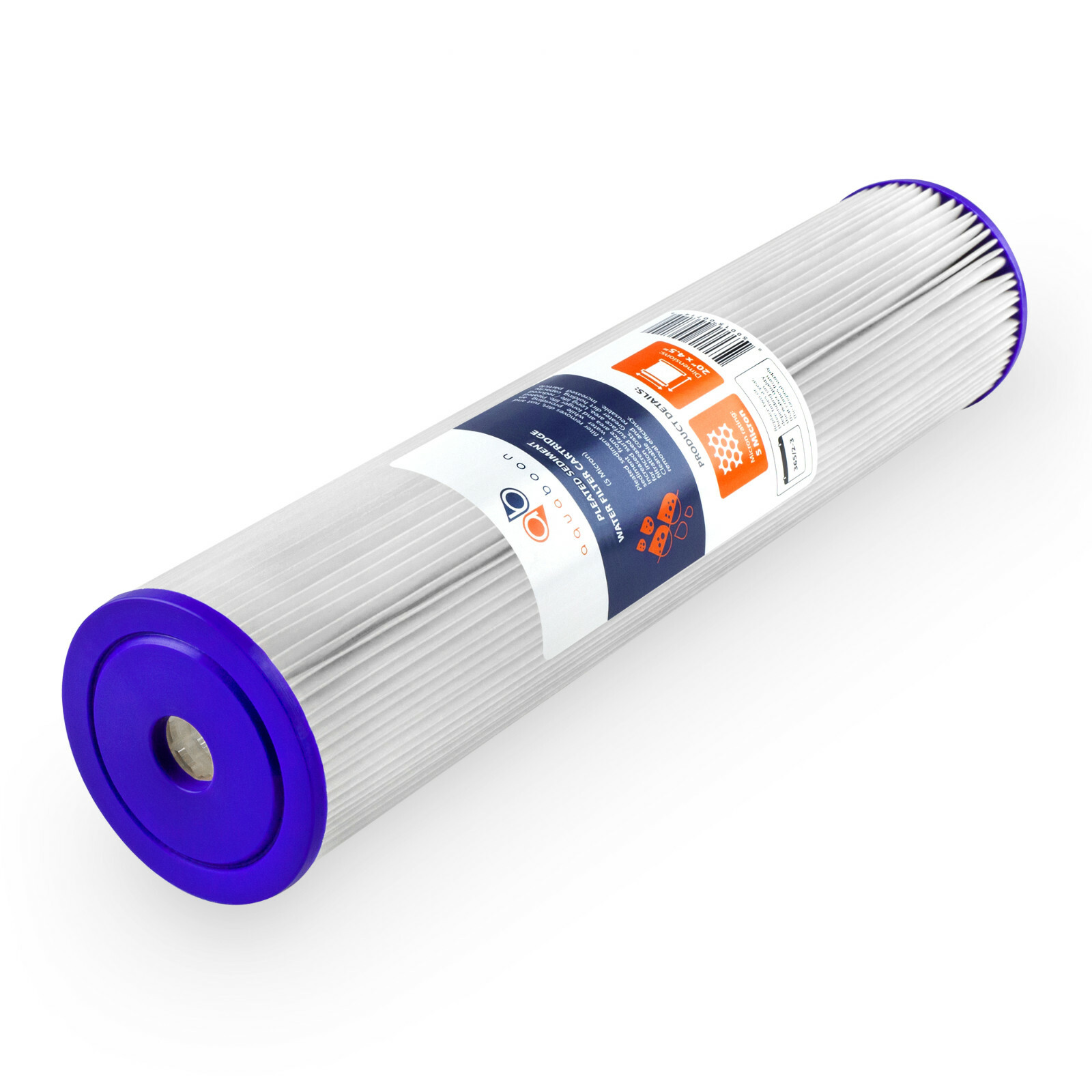 2PK of Big Blue 5µm Pleated Washable Sediment Water Filter 20″x4.5″ by Aquaboon