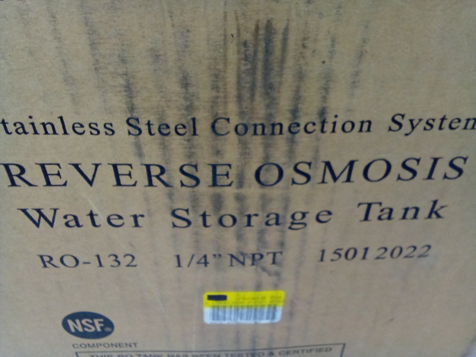 Stainless Steel Connection System Reverse Osmosis Water Storage Tank, RO-132….