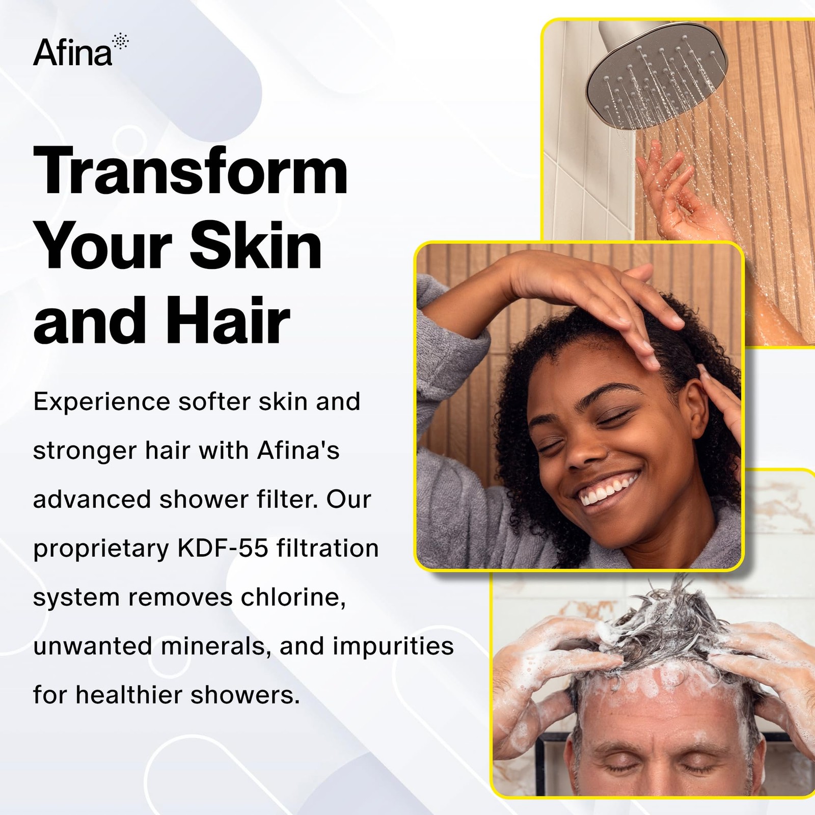 Afina Filtered Shower Head – Water Softener Showerhead with Brushed Nickel