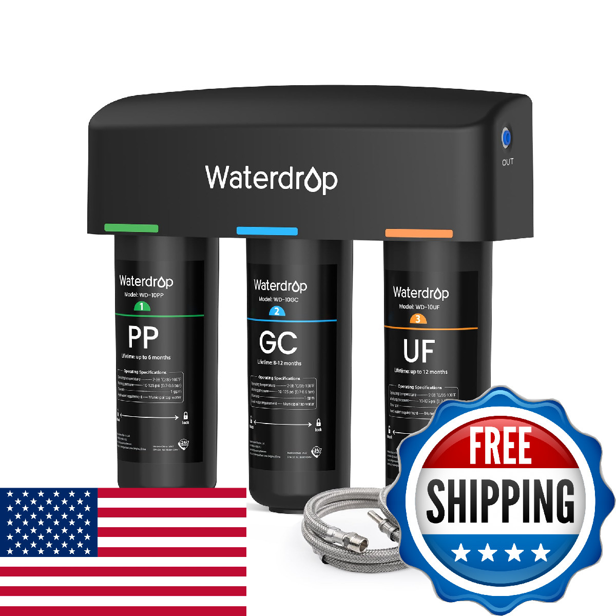 Waterdrop Wd-Tsa-Uf 0.01 M Ultra Filtration Under Sink Water Filter Under Sink