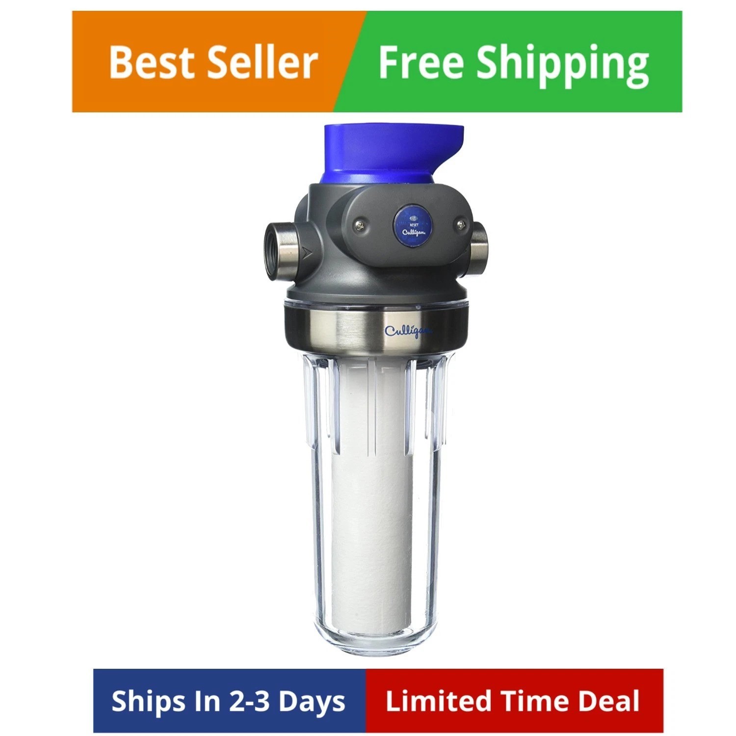 Whole House Water Filter Housing – 3/4″ Inlet/Outlet, Standard Duty, Sediment…
