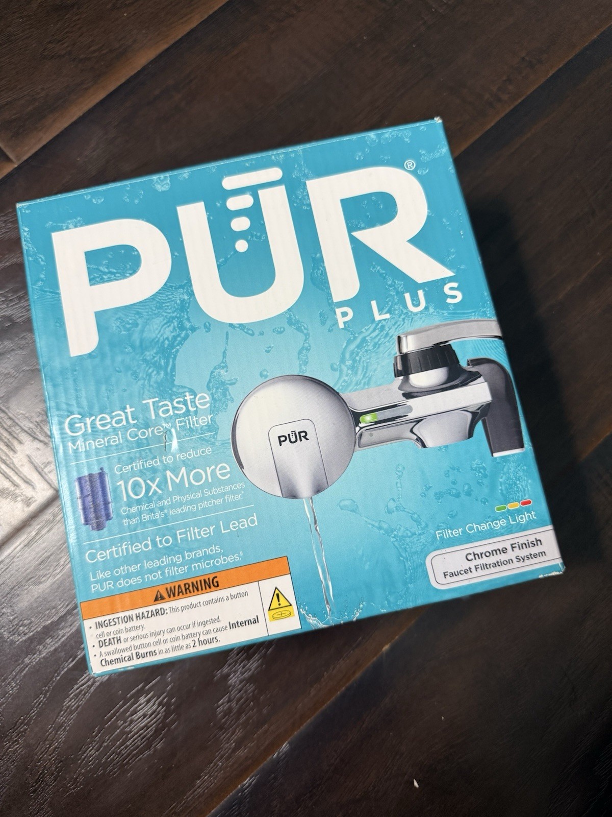 PUR Plus Faucet Mount Water Filter Chrome, Lead Removal, 100 Gal PFM400H
