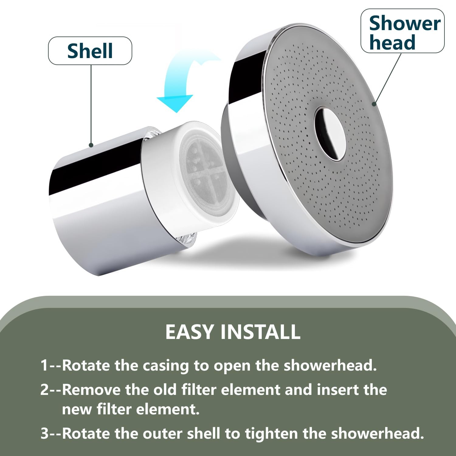 AWO 4 PACK Replacement Shower Head Filter Cartridge Compatible Small, White