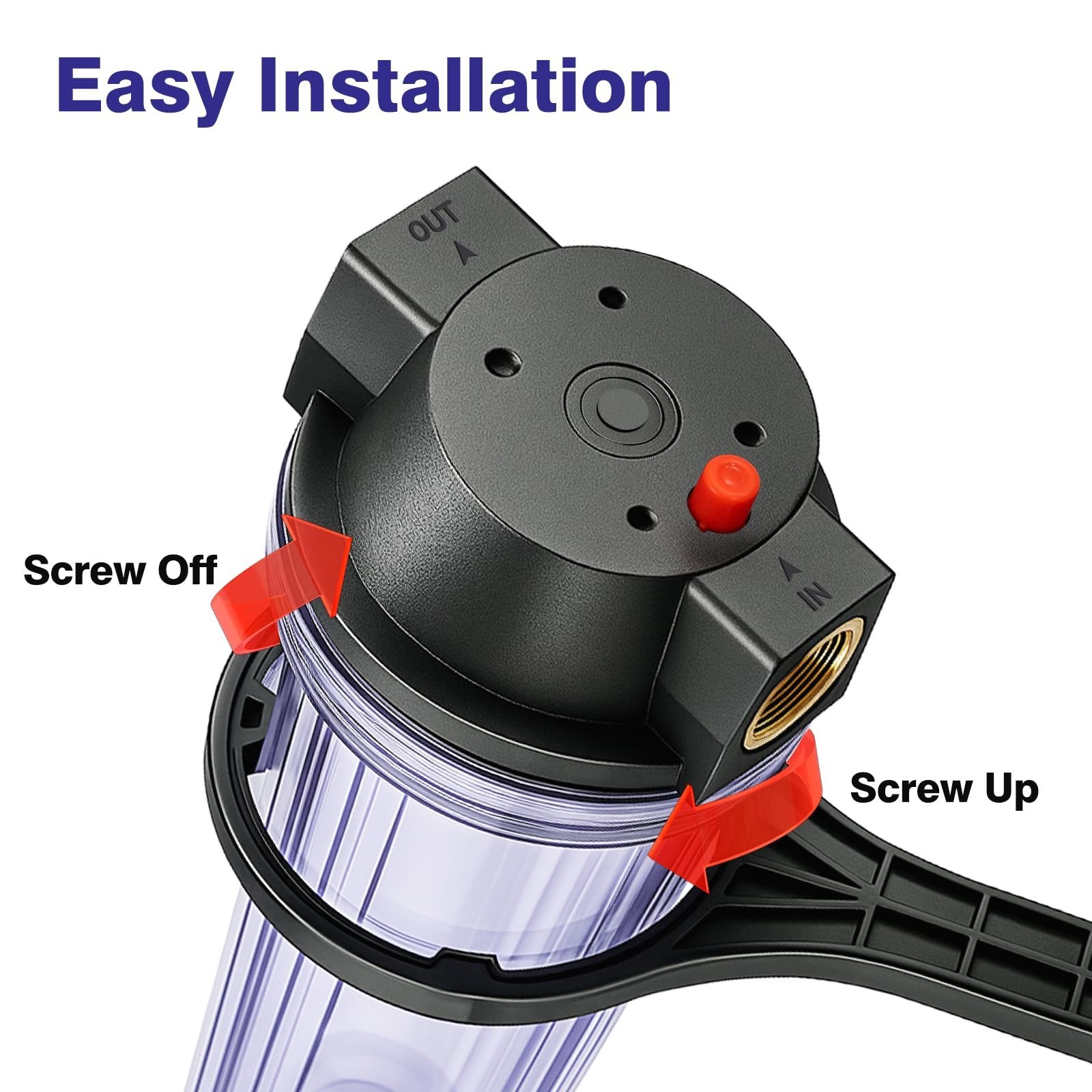 Geekpure 10-Inch Whole House Slim Water Filter Housing with Pressure Relief V…