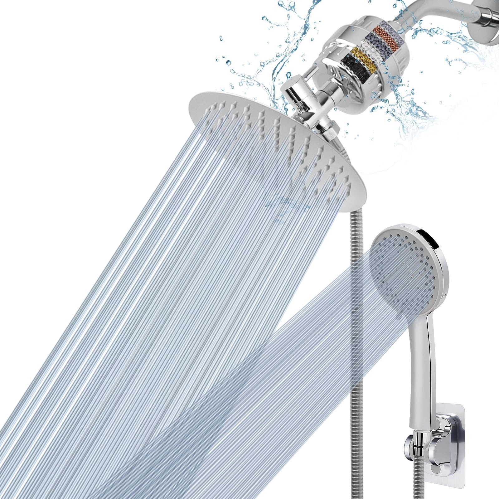 NearMoon Filtered Shower Head, High Pressure 8″Round Rain Chrome Finish