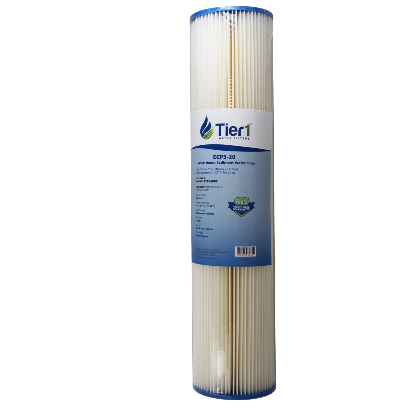 20 x 4.5 Inch 5 Micron Pentek ECP5-20BB Comparable Pleated Sediment Water Filte