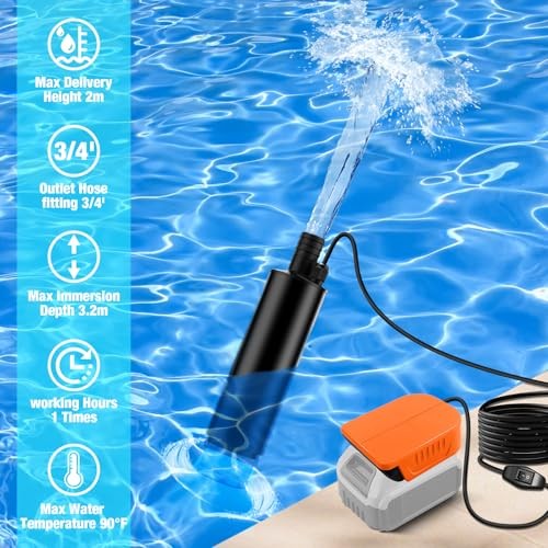Transfer Pump Compatible with Dewalt 20V Battery, 500GPH Portable Water Pump