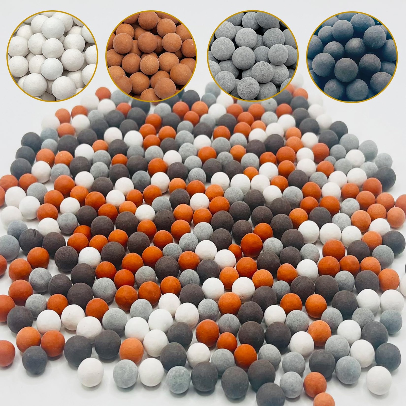 AHSNYLC 200g Shower Head Filter Beads, Orange, Gray, White, Black