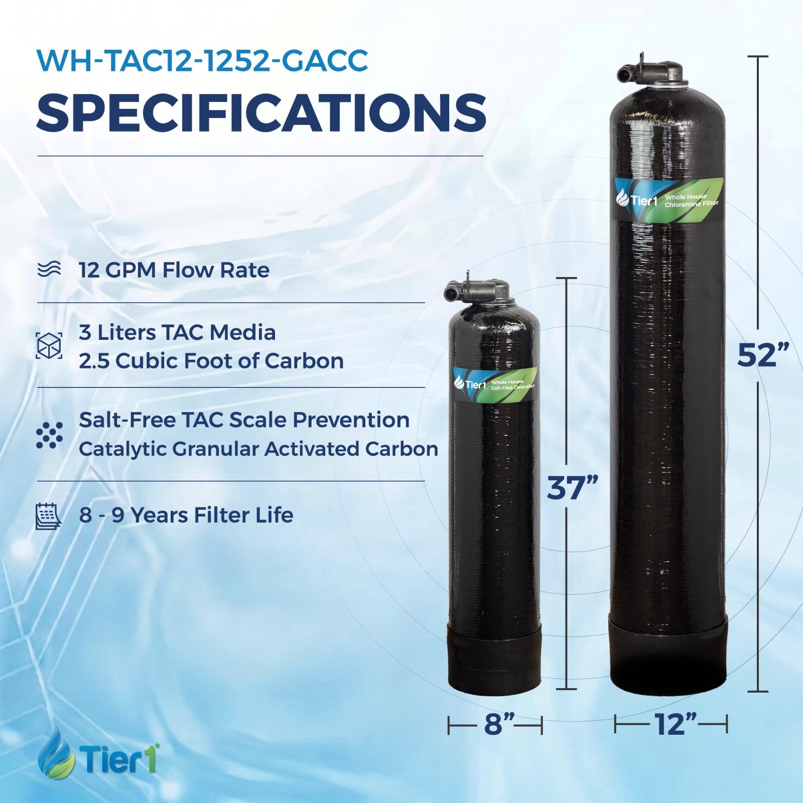 Tier1 Salt-Free Descaler & Chloramine Filter 3-in-1 TAC 900,000 Gallons