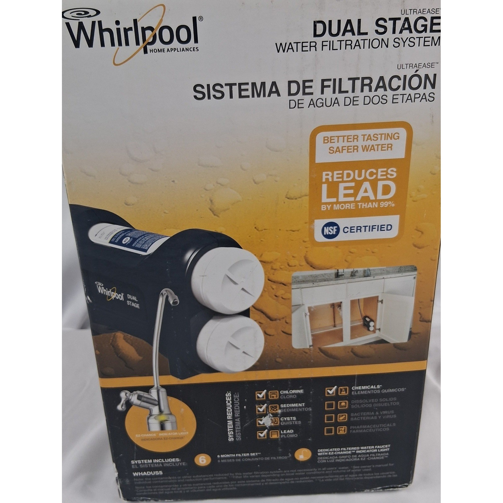 Whirlpool WHADUS5 Dual Stage Under Sink Water Filter System NSF Certified NEW